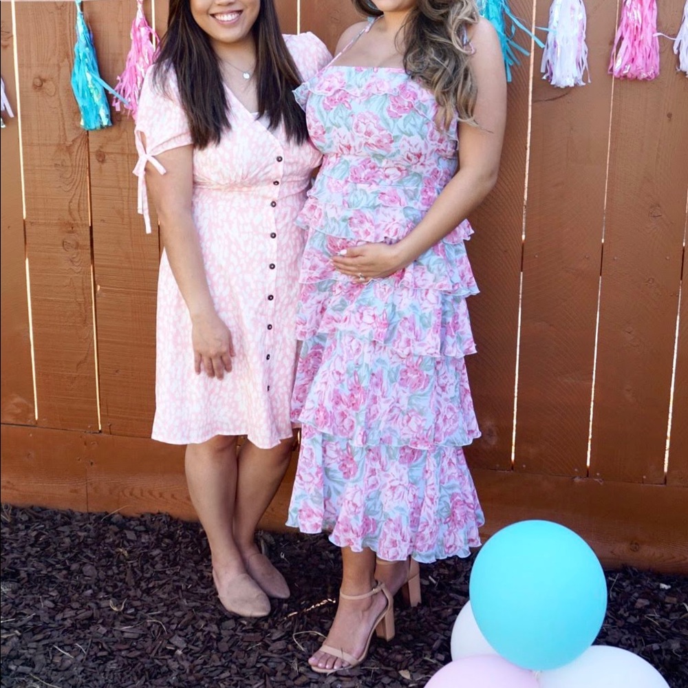 WAYF RUFFLE TIER midi FLORAL DRESS